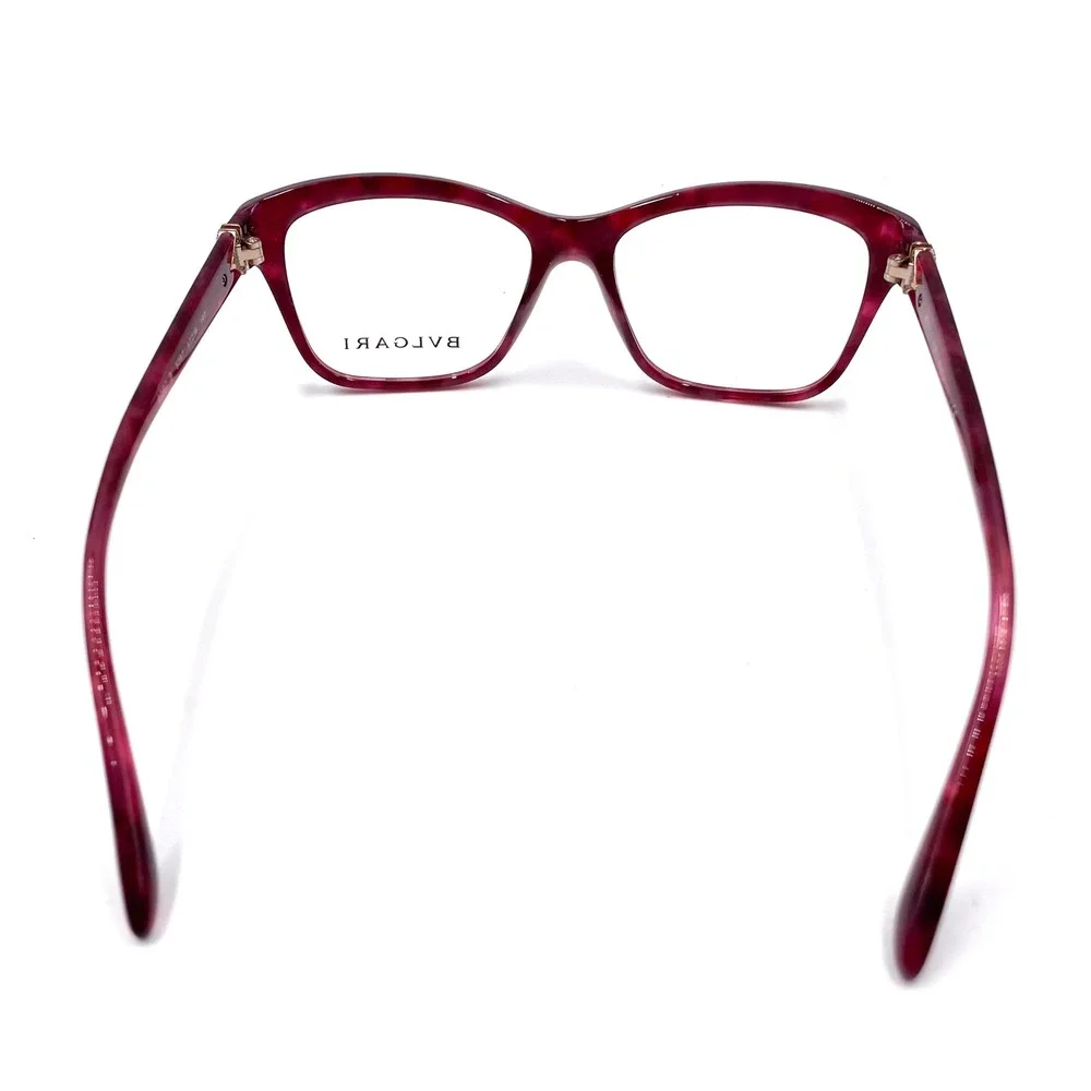 Bvlgari Cat Eye Eyeglasses Cherry Marble 4080-B Acetate‎ Full Rim Frames Women's